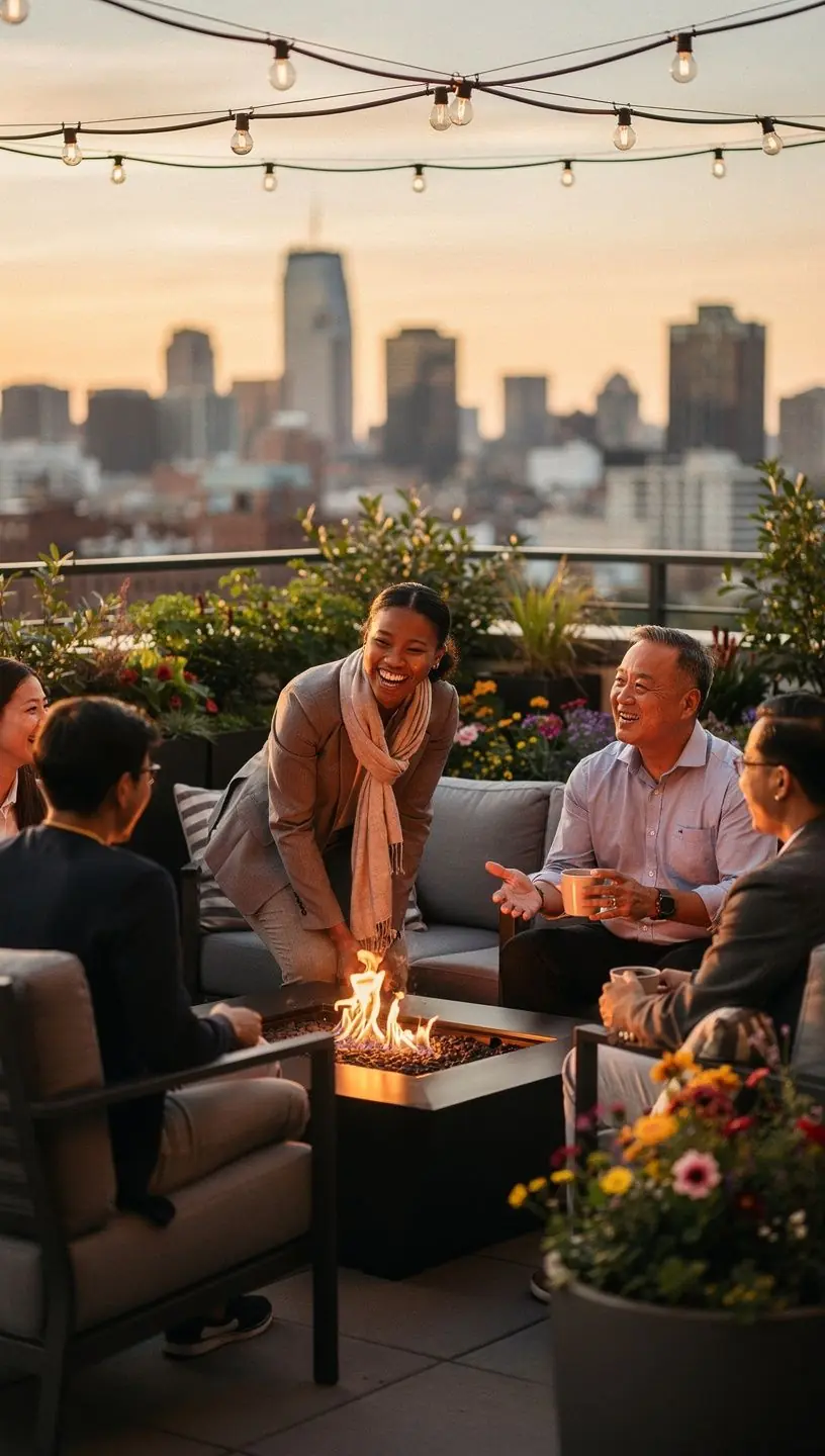 Stylowe miejsce spotkań z dużym stołem konferencyjnym i wygodnymi krzesłami.